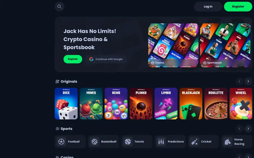 Jack.com (Jackbit) casino lobby