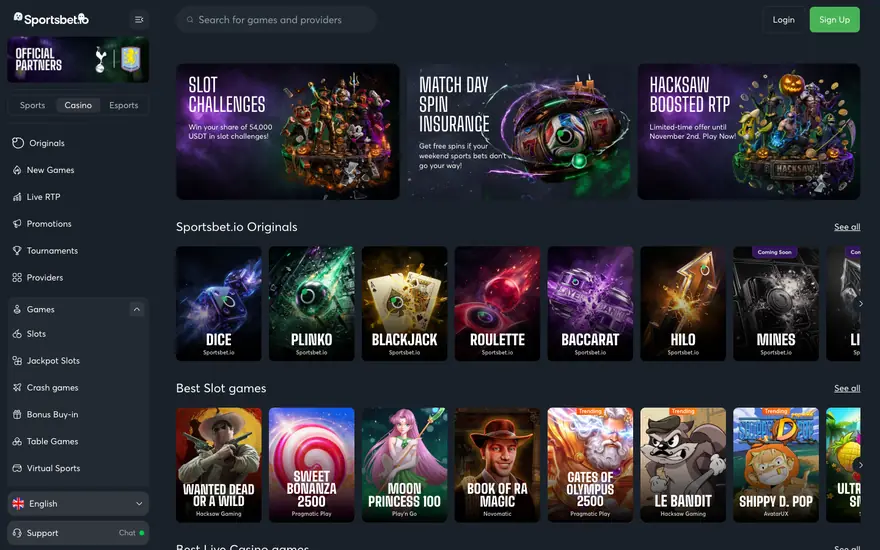 Sportsbet.io casino lobby